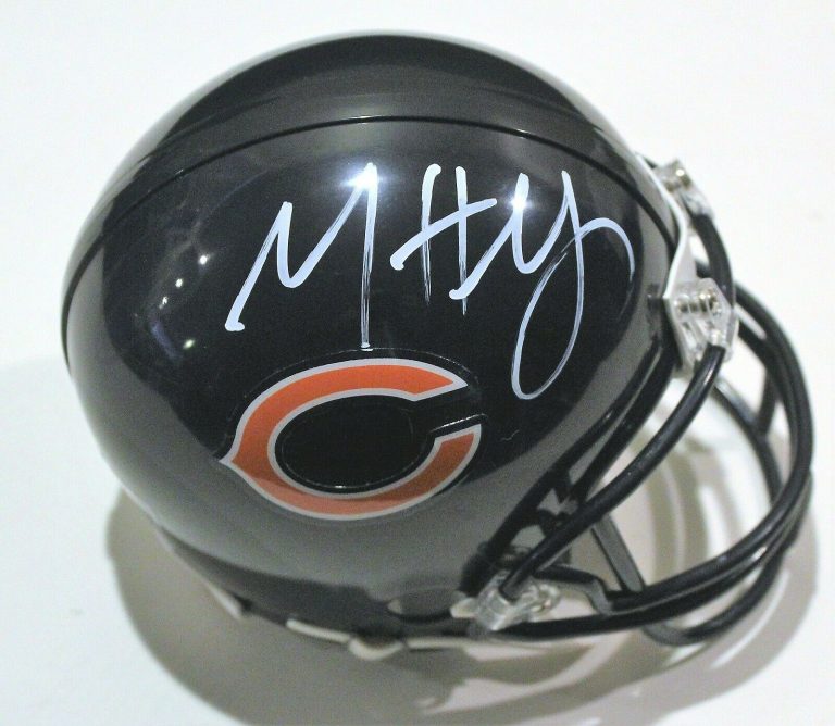 MATT NAGY SIGNED CHICAGO BEARS MINI FOOTBALL HELMET W/COA 2019 #1  COLLECTIBLE MEMORABILIA