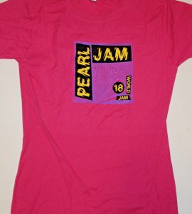PEARL JAM THE HOME SHOWS SHORT SLEEVE SHIRT LARGE WORLD TOUR PINK LADIES 2018  COLLECTIBLE MEMORABILIA