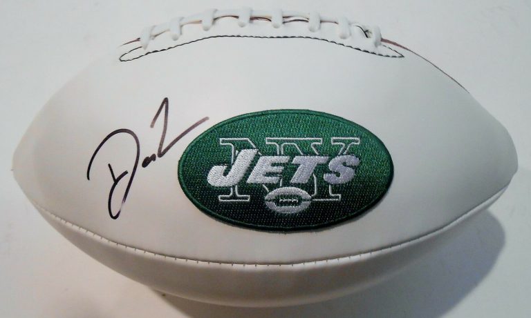 DARRON LEE SIGNED NEW YORK JETS FULL SIZE FOOTBALL W/COA OHIO STATE #1  COLLECTIBLE MEMORABILIA