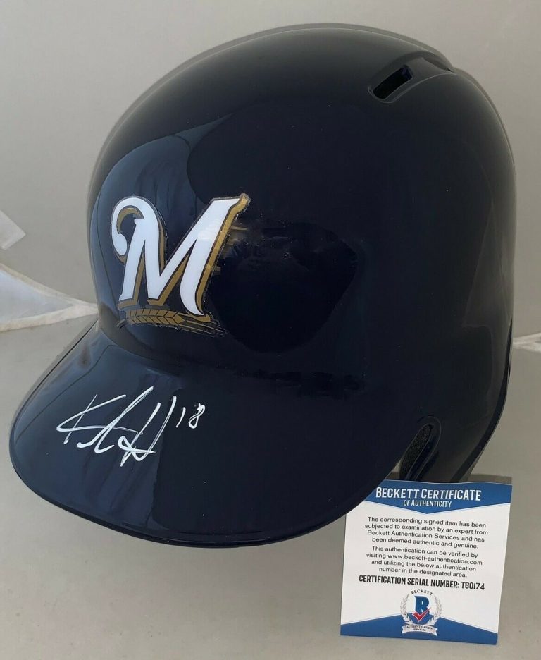KESTON HIURA SIGNED MILWAUKEE BREWERS FULL SIZE BATTING HELMET BAS BECKETT  COLLECTIBLE MEMORABILIA