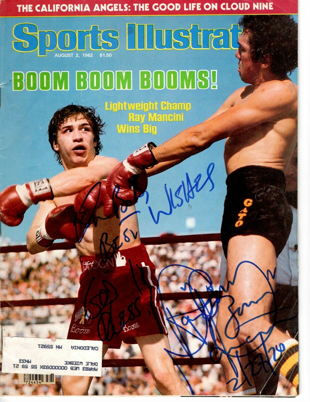 BOXING CHAMPION RAY BOOM BOOM MANCINI SIGNED SPORTS ILLUSTRATED AUGUST 2 1982 Collectible Memorabilia