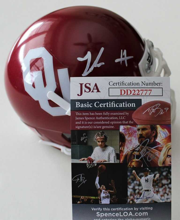 JADON HASELWOOD SIGNED OKLAHOMA SOONERS MINI HELMET W/JSA COA DD22777 C  COLLECTIBLE MEMORABILIA