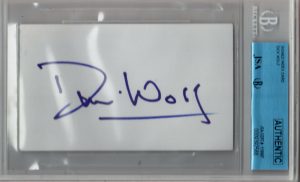 DICK WOLF SIGNED INDEX CARD JSA AUTHENTIC BECKETT SLABBED NBC LAW AND ORDER A  COLLECTIBLE MEMORABILIA