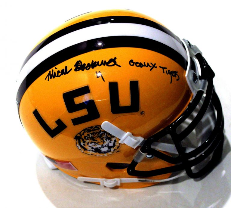 MICAH BASKERVILLE SIGNED YELLOW LSU TIGERS MINI HELMET W/COA #1 GEAUX TIGERS C  COLLECTIBLE MEMORABILIA