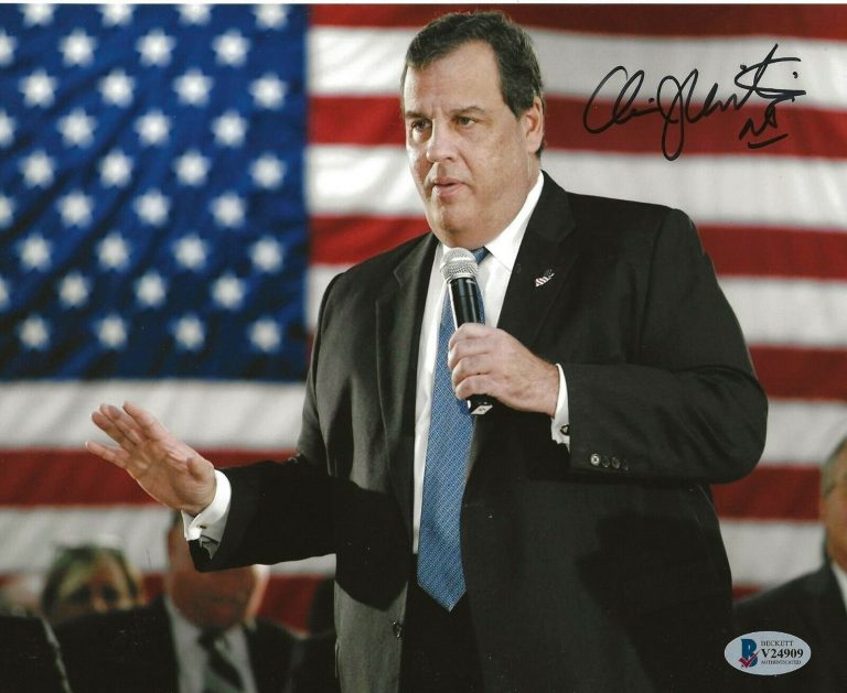 CHRIS CHRISTIE NEW JERSEY GOVERNOR SIGNED 8×10 PHOTO AUTOGRAPHED 3 BAS BECKETT  COLLECTIBLE MEMORABILIA
