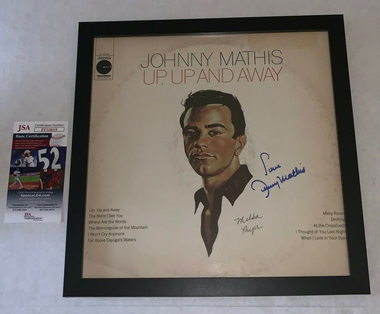 JOHNNY MATHIS SIGNED UP, UP AND AWAY FRAMED ALBUM VINYL AUTOGRAPHED JSA  COLLECTIBLE MEMORABILIA