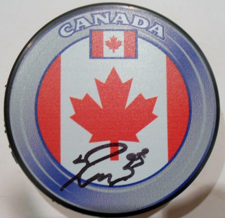 RYAN NUGENT HOPKINS SIGNED TEAM CANADA HOCKEY PUCK W/COA EDMONTON OILERS  COLLECTIBLE MEMORABILIA