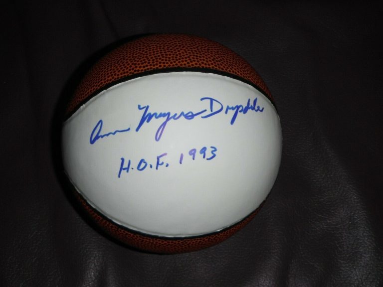 UCLA BRUINS ANN MEYERS SIGNED MINI WHITE LEATHER BALL HOF 93  COLLECTIBLE MEMORABILIA