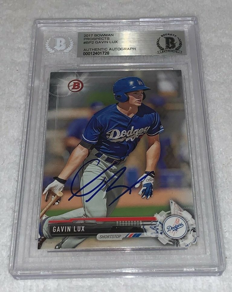GAVIN LUX LA DODGERS SIGNED 2017 BOWMAN PROSPECTS ROOKIE CARD BAS BECKETT  COLLECTIBLE MEMORABILIA