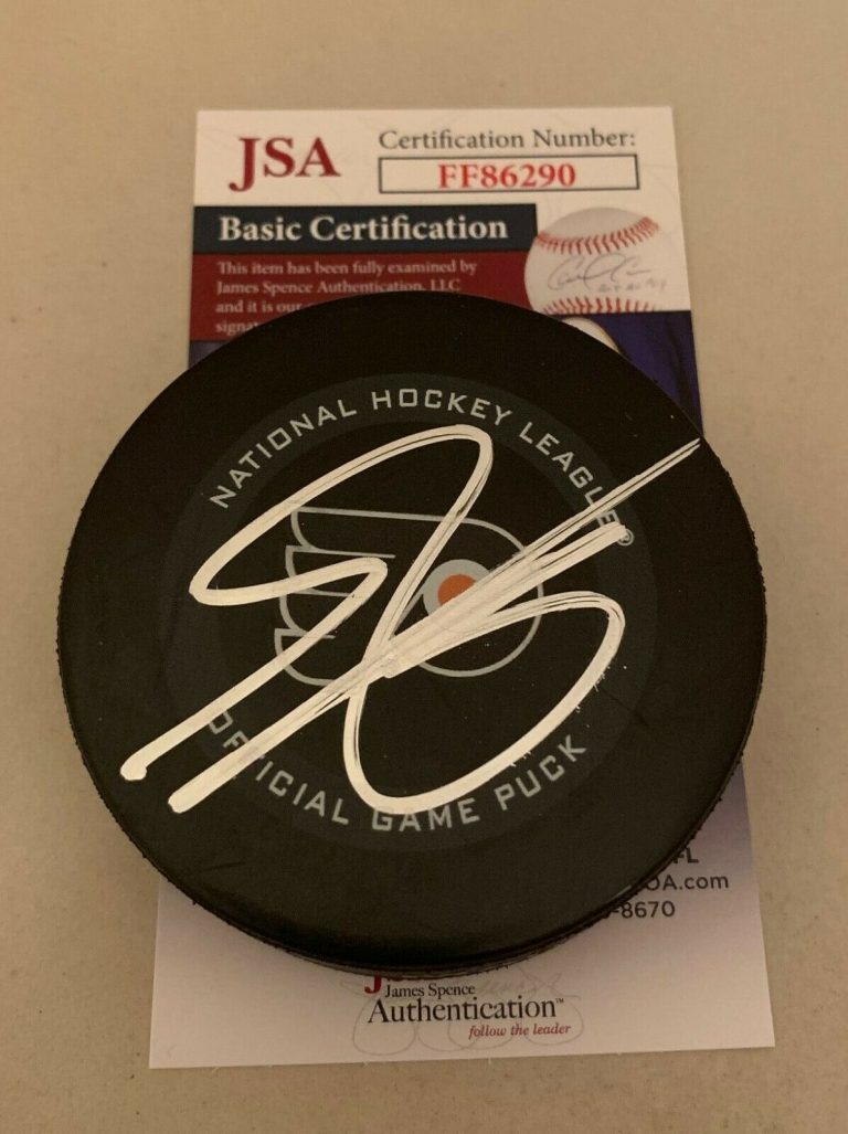 SHAYNE GOSTISBEHERE SIGNED PHILADELPHIA FLYERS GAME PUCK AUTOGRAPHED JSA  COLLECTIBLE MEMORABILIA