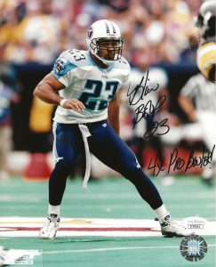 BLAINE BISHOP SIGNED TENNESSEE TITANS 8×10 PHOTO 4X PRO BOWL INSCRIPTION 2 JSA  COLLECTIBLE MEMORABILIA
