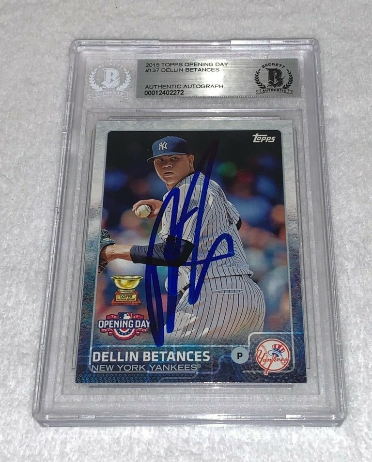 DELLIN BETANCES NEW YORK YANKEES SIGNED 2015 TOPPS OPENING DAY CARD BAS BECKETT  COLLECTIBLE MEMORABILIA