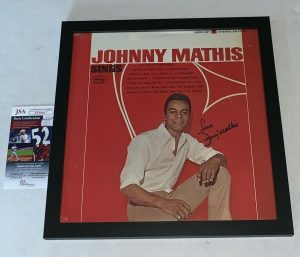 JOHNNY MATHIS SIGNED JOHNNY MATHIS SINGS FRAMED ALBUM VINYL AUTOGRAPHED JSA  COLLECTIBLE MEMORABILIA