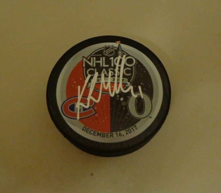 KIRK MULLER MONTREAL CANADIENS SIGNED 2017 NHL 100 CLASSIC DUELING PUCK  COLLECTIBLE MEMORABILIA