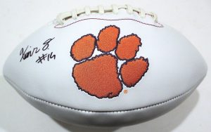 XAVIER THOMAS CLEMSON TIGERS SIGNED LOGO FOOTBALL W/COA  COLLECTIBLE MEMORABILIA
