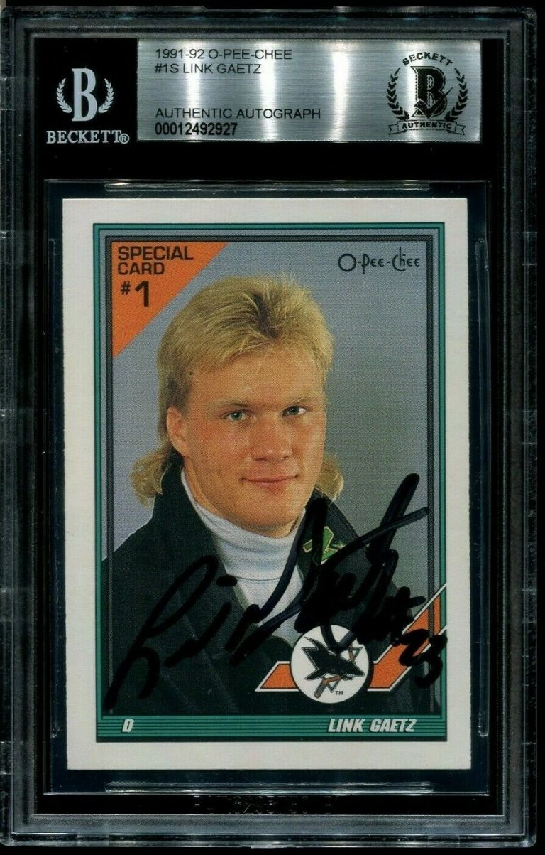 RARE LINK GAETZ SIGNED AUTOGRAPHED 1991-92 OPC ROOKIE CARD RC BECKETT (BAS)  COLLECTIBLE MEMORABILIA