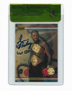 BOXING IRAN BARKLEY SIGNED AUTOGRAPHED 1991 RINGLORDS CARD BECKETT (BAS)  COLLECTIBLE MEMORABILIA
