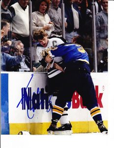 ST. LOUIS BLUES KELLY CHASE SIGNED FIGHT 8X10  COLLECTIBLE MEMORABILIA