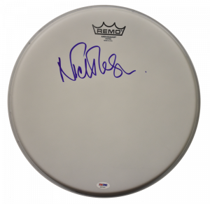 NICK MASON SIGNED DRUM HEAD PINK FLOYD AUTHENTIC AUTOGRAPH PSA DNA COA A  COLLECTIBLE MEMORABILIA