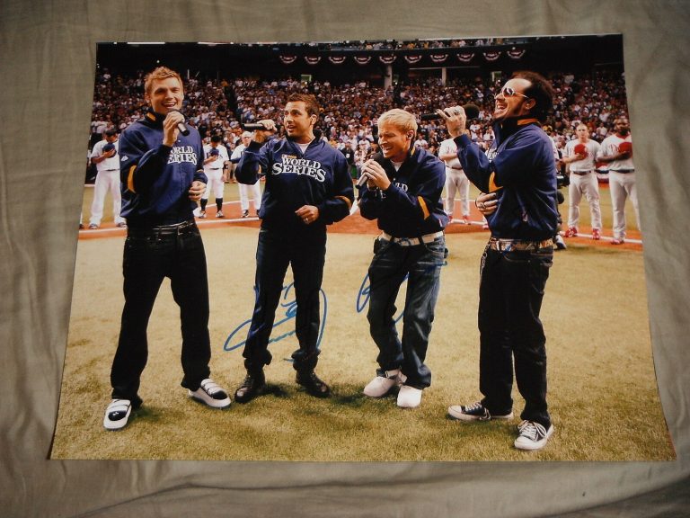 BACKSTREET BOYS GROUP SIGNED WORLD SERIES NATIONAL ANTHEM 11X14  COLLECTIBLE MEMORABILIA