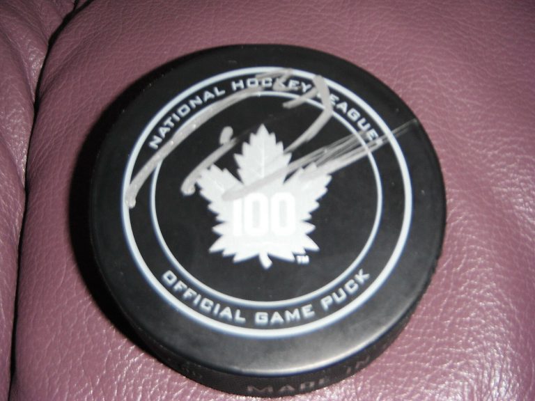 TORONTO MAPLE LEAFS FREDERIK ANDERSON SIGNED 100TH ANNIVERSARY GAME PUCK  COLLECTIBLE MEMORABILIA