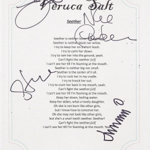 VERUCA SALT GROUP SIGNED SEETHER LYRIC SHEET Collectible Memorabilia