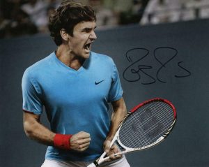ROGER FEDERER SIGNED AUTOGRAPH 8X10 PHOTO – TENNIS SUPERSTAR, BALL, CHAMPION  COLLECTIBLE MEMORABILIA