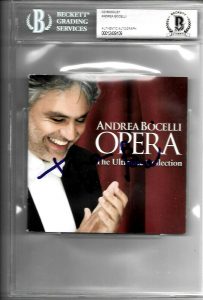 ANDREA BOCELLI AUTOGRAPHED SIGNED OPERA CD COVER BECKETT AUTHENTICATED SLABBED  COLLECTIBLE MEMORABILIA