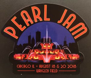 PEARL JAM 2018 OFFICIAL CHICAGO WRIGLEY FIELD PJ CONCERT FOUNTAIN STICKER  COLLECTIBLE MEMORABILIA
