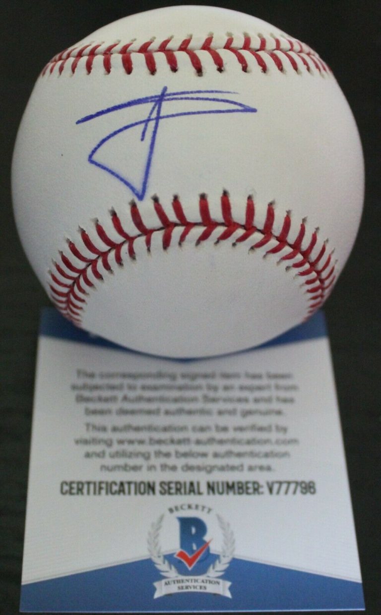 WILLIE CALHOUN SIGNED RANGERS MAJOR LEAGUE BASEBALL W/BECKETT COA V77796  COLLECTIBLE MEMORABILIA