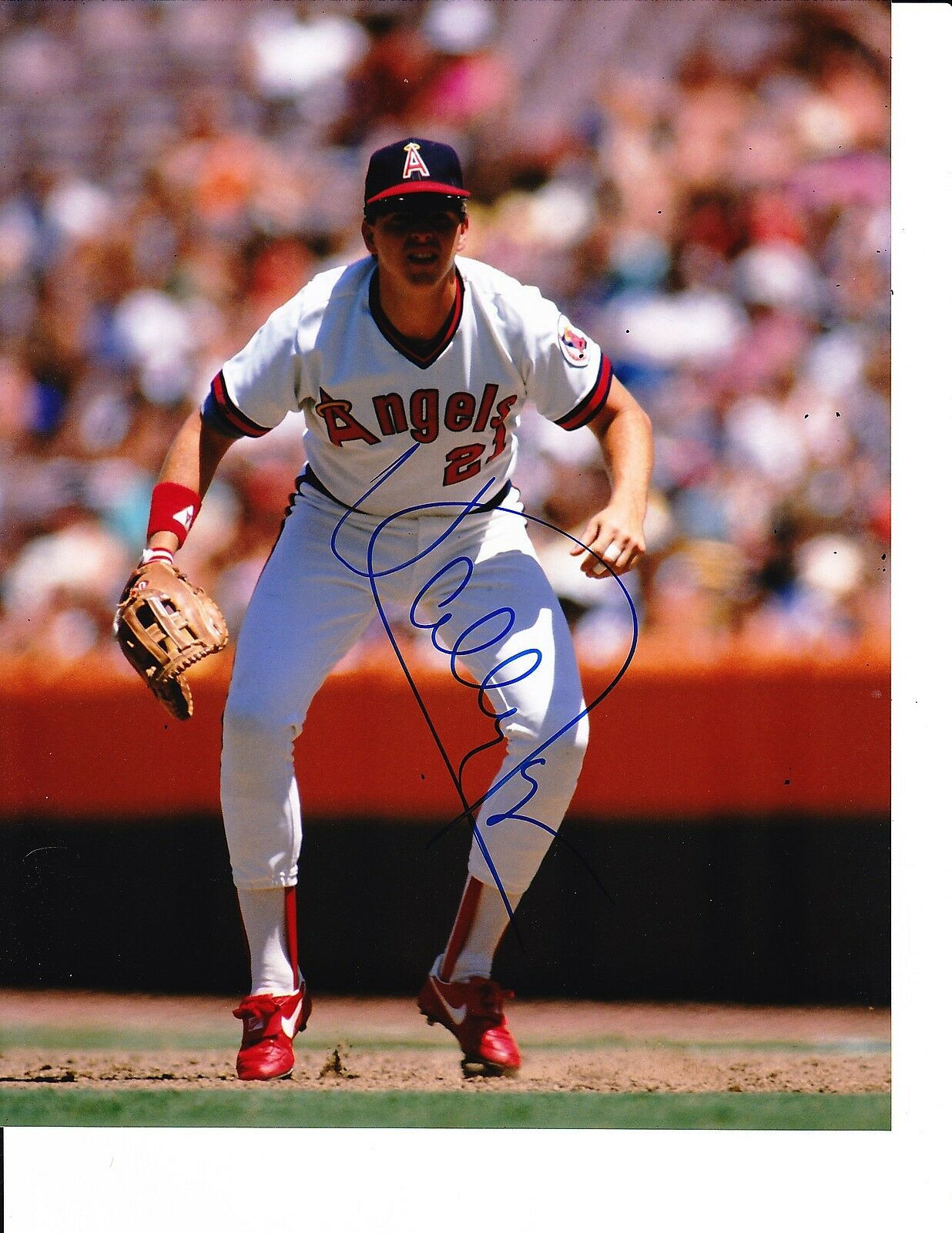 California Angels Wally Joyner Signed In The Field 8x10 Collectible 