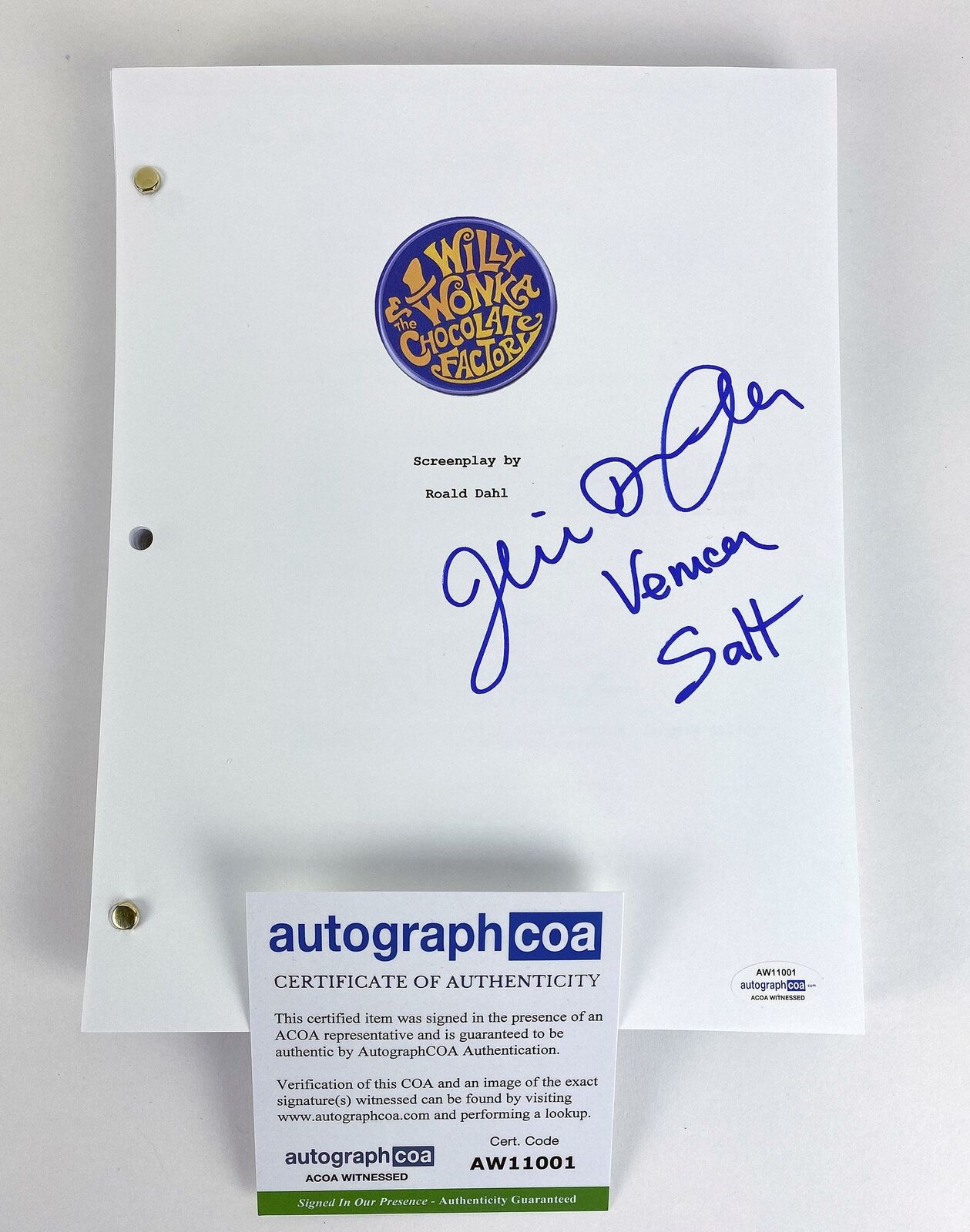 Willy Wonka Veruca Salt Julie Dawn Cole Autograph Screenplay Script ...