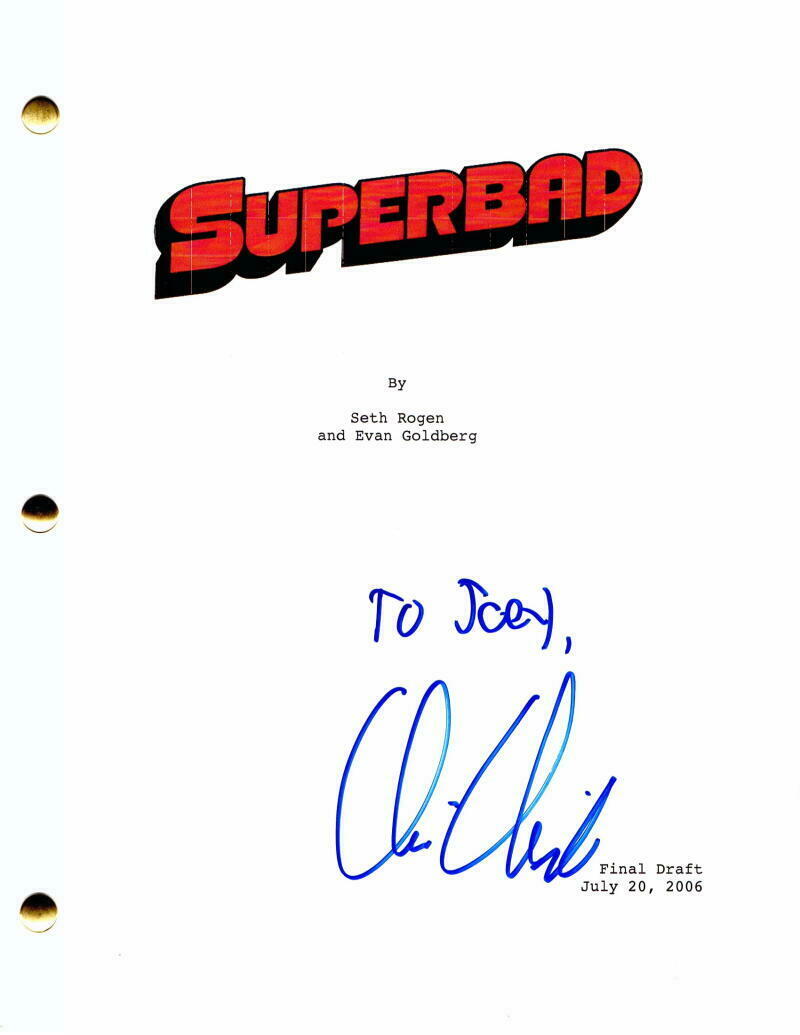 CHRISTOPHER MINTZ PLASSE SIGNED AUTOGRAPH SUPERBAD FULL MOVIE SCRIPT CHRISTOPHER MINTZ PLASSE SIGNED AUTOGRAPH SUPERBAD FULL MOVIE SCRIPT