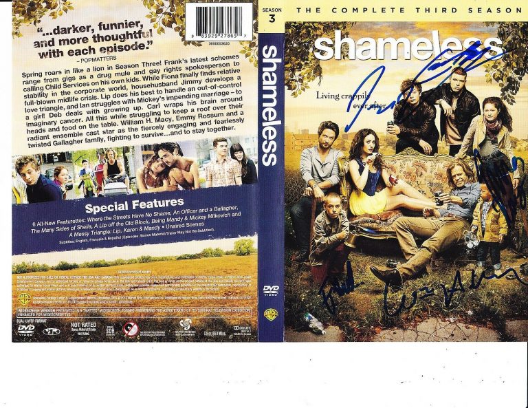 SHAMELESS CAST SIGNED SEASON THREE DVD COVER  COLLECTIBLE MEMORABILIA
