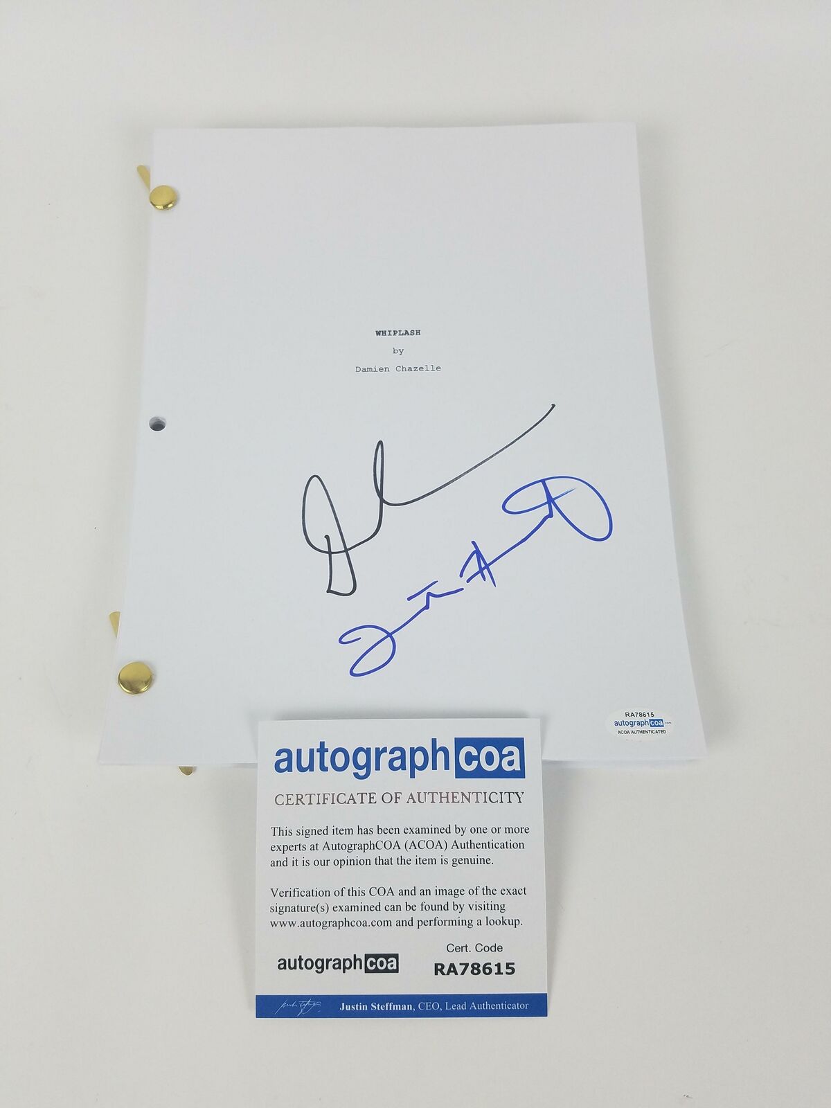 Whiplash Damien Chazelle Autograph Script Screenplay Justin Hurwitz ...