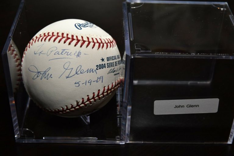 JOHN GLENN AUTOGRAPHED SIGNED RAWLINGS BASEBALL – TO PATRICK DATED  COLLECTIBLE MEMORABILIA