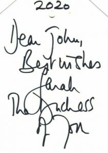 SARAH FERGUSON FERGIE DUCHESS OF YORK AUTOGRAPHED SIGNED CARD – TO JOHN  COLLECTIBLE MEMORABILIA