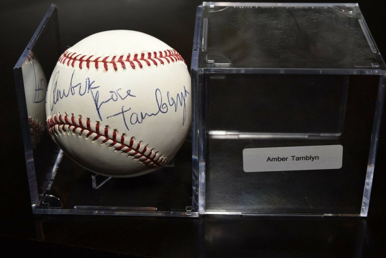 AMBER ROSE TAMBLYN SIGNED AUTOGRAPHED RAWLINGS BASEBALL RARE FULL NAME  COLLECTIBLE MEMORABILIA