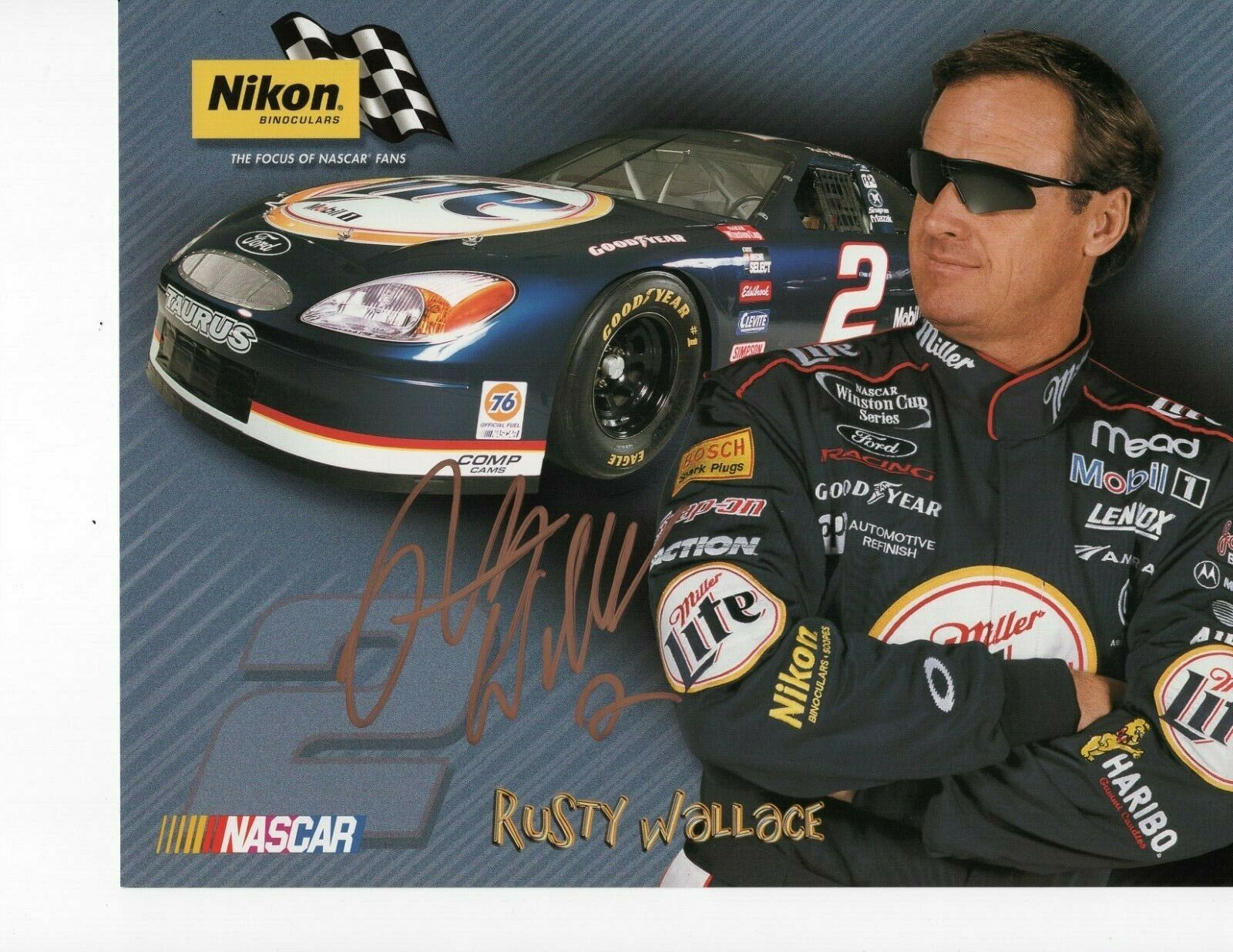 RACING LEGEND RUSTY WALLACE SIGNED 8X10 Collectible Memorabilia