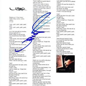 USHER YEAH CONFESSIONS SIGNED LYRIC SHEET AUTHENTIC AUTOGRAPH COA Collectible Memorabilia