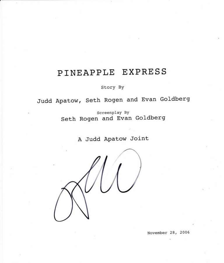 JAMES FRANCO SIGNED PINEAPPLE EXPRESS FULL 116 PAGE SCRIPT SCREENPLAY COA  COLLECTIBLE MEMORABILIA