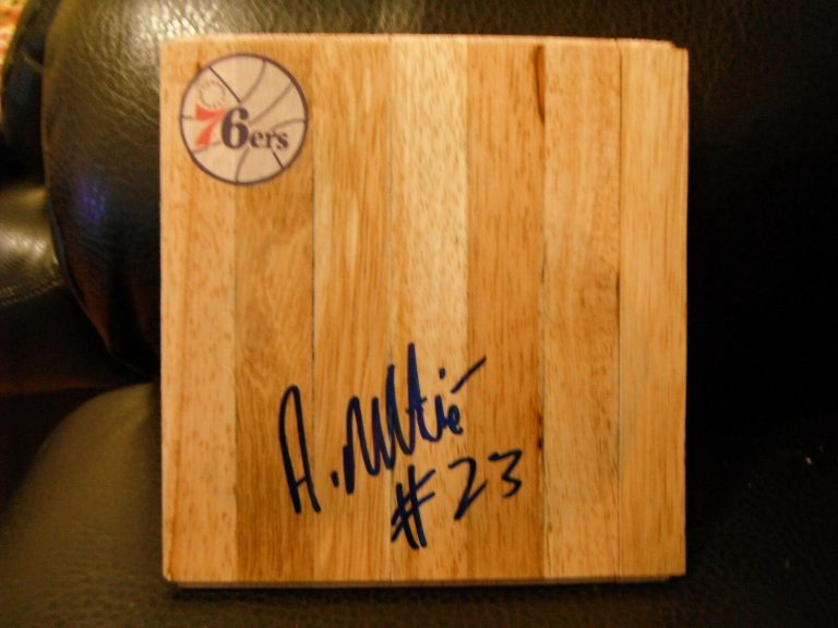 PHILADELPHIA 76ERS ARNETT MOULTRIE SIGNED FLOOR TILE  COLLECTIBLE MEMORABILIA
