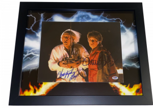 MICHAEL J FOX CHRISTOPHER LLOYD SIGNED 11X14 FRAMED PHOTO BACK TO THE FUTURE BAS  COLLECTIBLE MEMORABILIA
