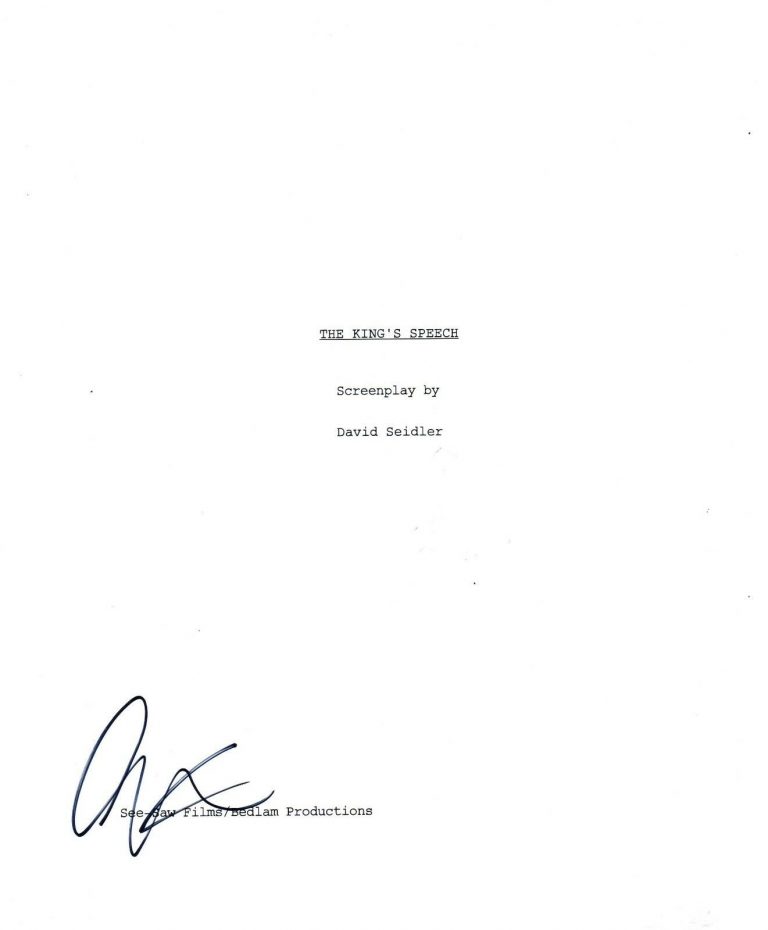 COLIN FIRTH THE KING’S SPEECH SIGNED FULL 92 PAGE SCRIPT SCREEPLAY OSCAR COA  COLLECTIBLE MEMORABILIA