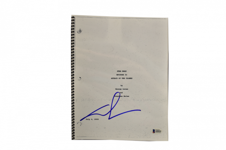 GEORGE LUCAS SIGNED SIGNED STAR WARS EPISODE 2 ATTACK OF THE CLONES SCRIPT BAS B  COLLECTIBLE MEMORABILIA