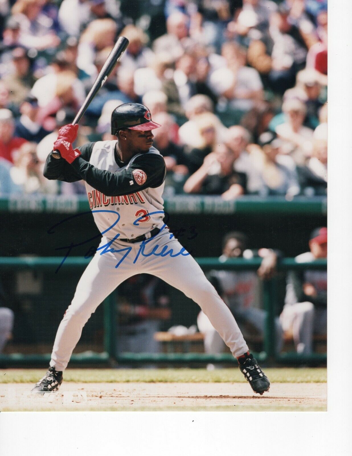 CINCINNATI REDS POKEY REESE SIGNED CUT OFF SLEEVE JERSEY 8X10 Collectible Memorabilia | Autographia