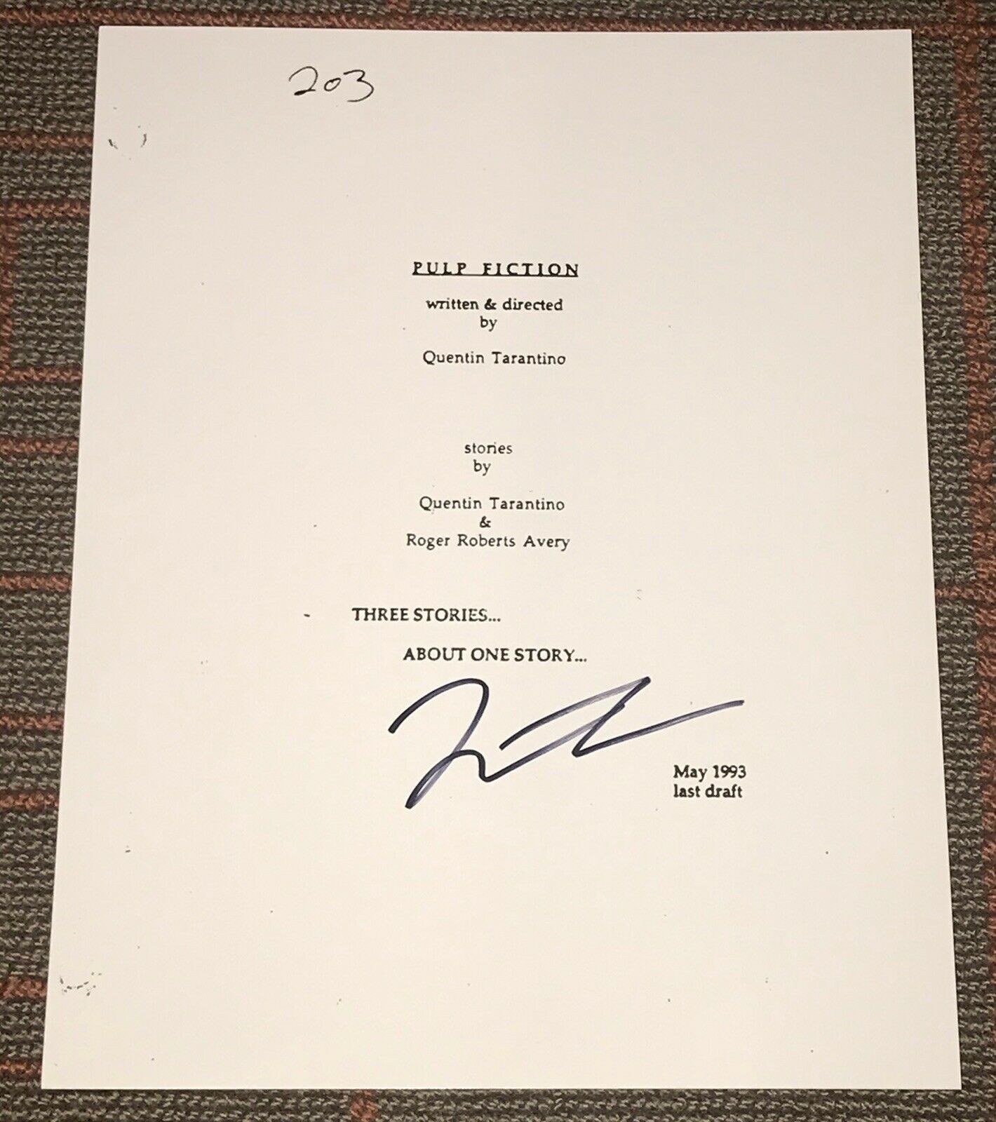 Quentin Tarantino Signed Autograph Rare Draft Pulp Fiction Full Movie 