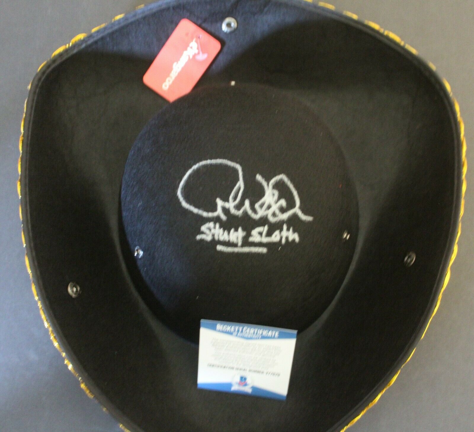 Randell Widner Goonies Signed Captain Sloth Hat w/Beckett COA V77679 ...