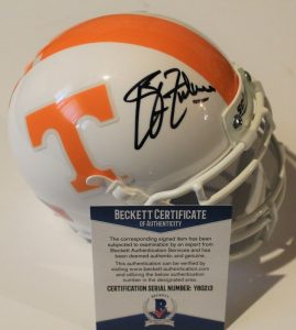 PHILLIP FULMER SIGNED TENNESSEE MINI FOOTBALL HELMET W/BECKETT COA Y80213  COLLECTIBLE MEMORABILIA