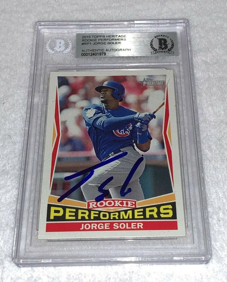 JORGE SOLER CUBS SIGNED 2015 TOPPS HERITAGE ROOKIE PERFORMERS CARD BAS BECKETT  COLLECTIBLE MEMORABILIA